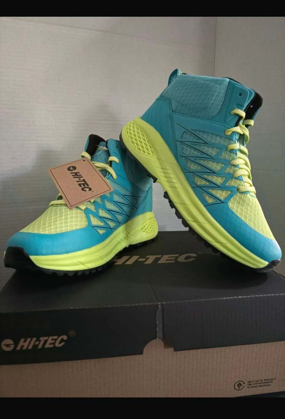 Hi-Tec Demolisher Mid Scuba Blue/Lime Punch Men's Hiking Boots Size 8 US
